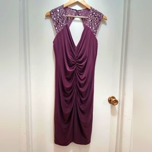 One By Eight Women's Cocktail Dress Wine Metallic Sleeveless Size 14